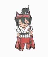 a cartoon drawing of a person wearing a cat costume and giving a middle finger .