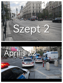 a picture of a street and a picture of a police car with the date april 22 on the bottom