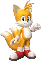 tails from sonic the hedgehog is wearing a pair of red and white shoes