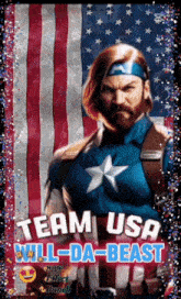 a picture of captain america with the words team usa will-da-beast