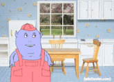 a cartoon character is standing in a kitchen with adult swim written on the bottom