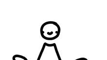 a drawing of a stick figure with a purple circle on top of it