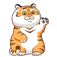 a cartoon illustration of a tiger with a heart in the air