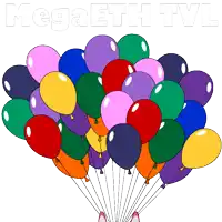 a bunch of colorful balloons with megaeth tvl written in white
