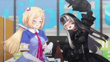 two anime girls are standing next to each other in front of a sign that says ' tokyo '