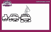 a gartic phone drawing of a person falling off a staircase