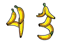 a bunch of bananas are arranged in the shape of a number four and three