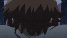 a man with white hair and a choker stands in a dark room with the words animepahe on the bottom
