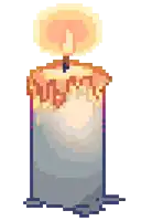 a pixel art illustration of a candle with a flame coming out of it