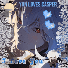 a picture of a man with the words yun loves casper