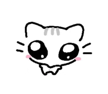 a black and white drawing of a cat 's face with big eyes and a bow tie .