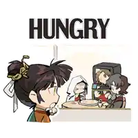 the word hungry is on a white background with a bunch of people