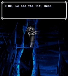 a video game screen says ok we see the fit dess