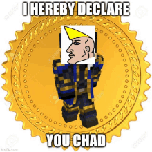 a gold medal with a picture of a chad on it