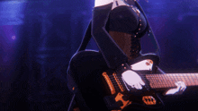 a girl in a black corset and black gloves is standing in a dark room