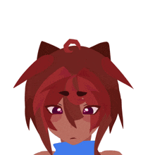 a drawing of a person with red hair and a blue scarf around their neck