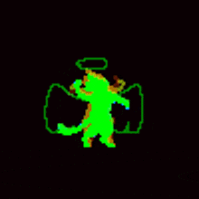 a pixel art of a cherub with wings and a halo .