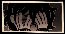 a person covering their face with their hands in a cartoon