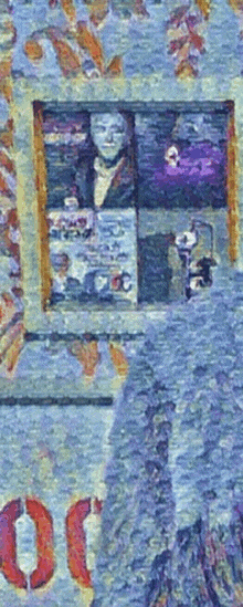 a painting of a man in a suit with the number 00 on the bottom right