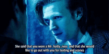 a man in a suit and bow tie says she said that you were a mr. hottyness
