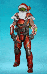 a man with a santa hat and beard is wearing a red suit