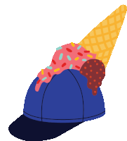 Hat Ice Cream Sticker - Hat Ice Cream Silly Hat Stickers