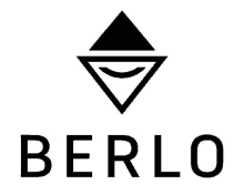 a black and white logo for berlo with a triangle on it
