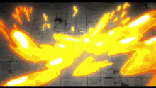 a person is standing in front of a large fire coming out of the ground .