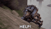 a picture of a robot that says help on the bottom of it