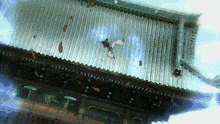 a painting of a person flying through the air