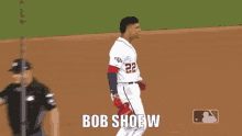 a baseball player with the name bob shoe w on the bottom