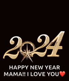 a happy new year mama ! i love you greeting card with fireworks in the background