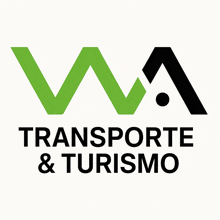 a logo for transporte & turismo with a green letter w and black letter a