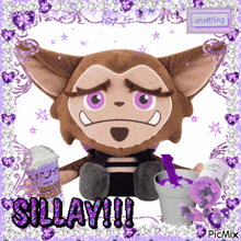a picture of a stuffed animal with the word sillay written on it