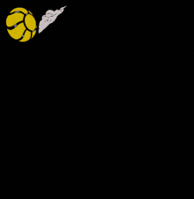 a yellow tennis ball is flying in the air on a black background
