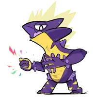 a cartoon drawing of a purple and yellow dragon