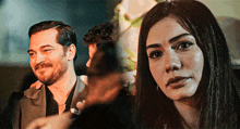 a man with a beard and a woman with tears in her eyes