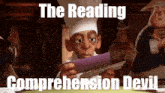 a cartoon of a chef reading a piece of paper with the words " the reading comprehension devil " above him