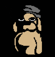 a pixel art drawing of a dog wearing sunglasses