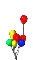 a bunch of colorful balloons floating in the air on a white background