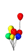 a bunch of colorful balloons floating in the air on a white background