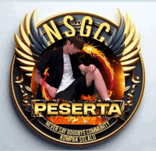 a logo for nsgc peserta with a picture of a man kneeling down