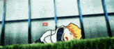 a cartoon of a man laying in the grass with a youtube logo in the corner