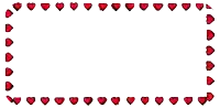 a rectangular frame with red hearts on it