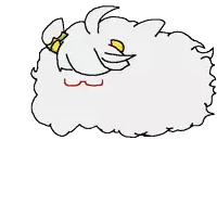 a cartoon drawing of a sheep with a bow on its head .