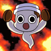 a cartoon of a ghost wearing a white hat with the words christopher 's cent3 on the bottom