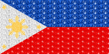 a red white and blue flag with a star in the middle