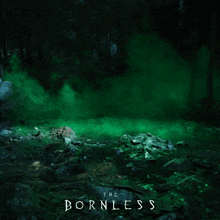 a poster for a video game called the bornless shows a monster in a forest