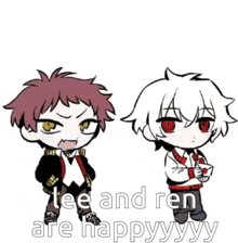 a cartoon of lee and ren with the words lee and ren are happy