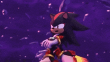 shadow the hedgehog from sonic the hedgehog is holding a ring and says `` come at me bro ''